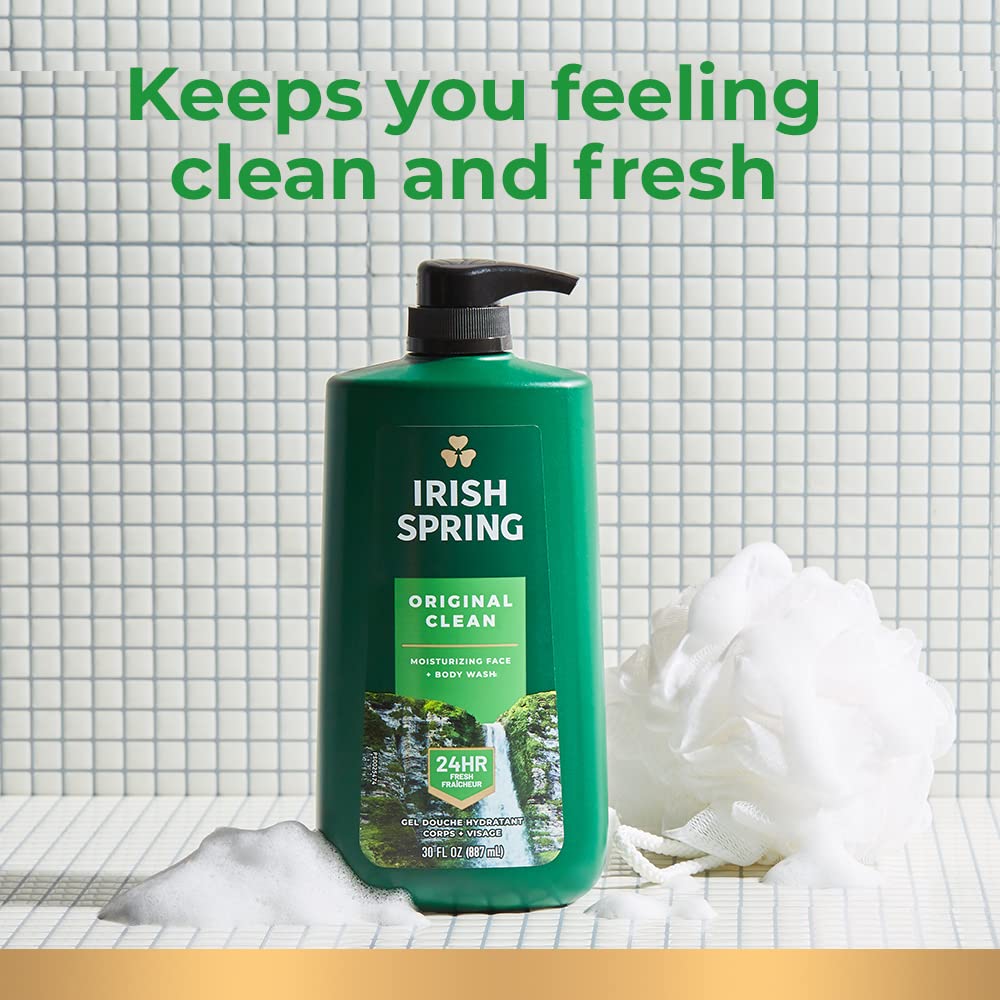 Irish Spring Original Clean Body Wash, 30 Oz Pump (Pack of 4)