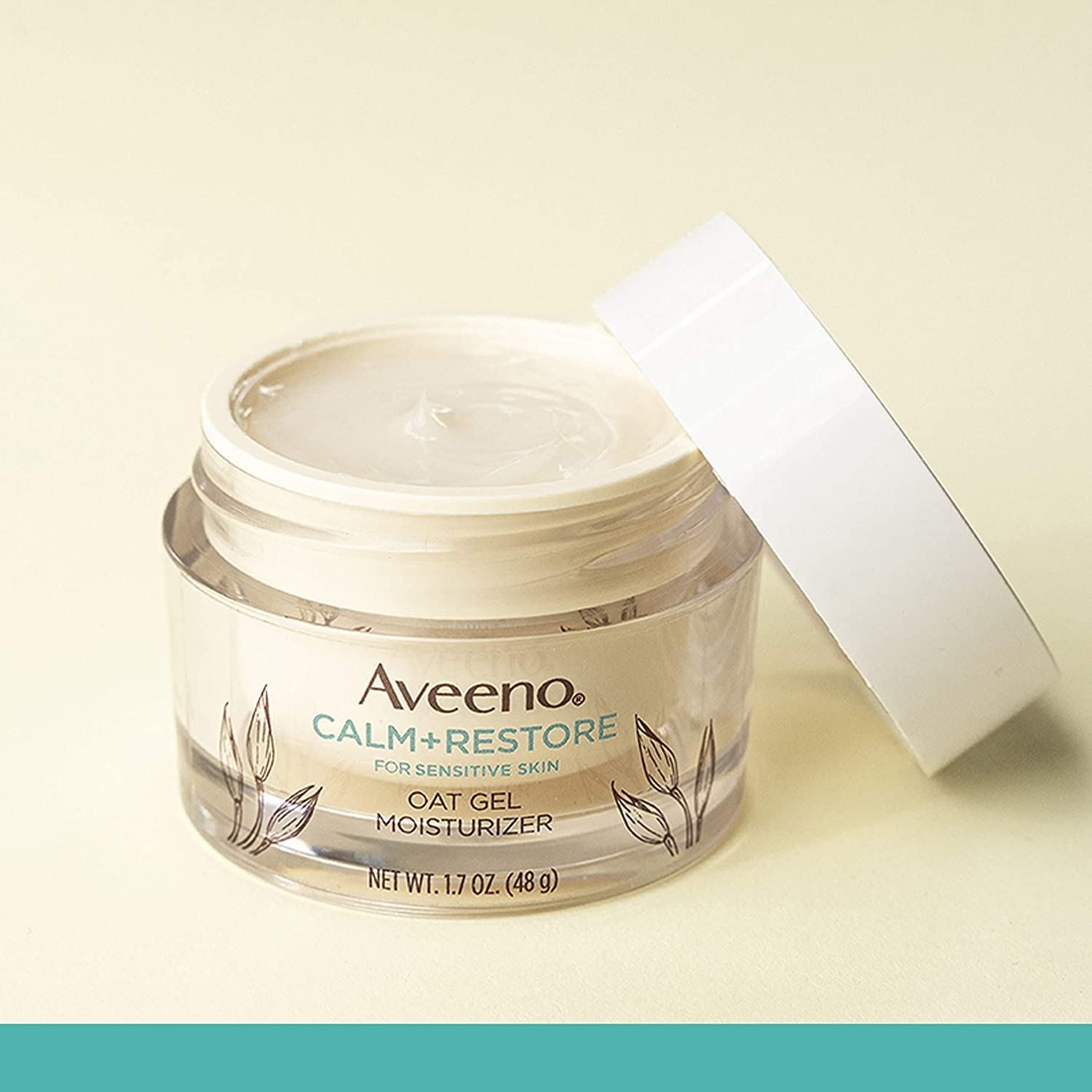 Aveeno Calm+Restore Oat Gel Face Moisturizer, Sensitive Skin, 1.7 oz - Hypoallergenic, Fragrance & Paraben-Free (Pack of 2)