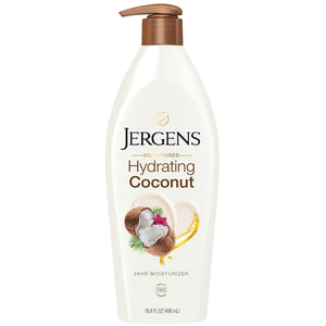 Jergens Hydrating Coconut Body Lotion, Hand and Body Moisturizer, Infused with Coconut Oil, Hydrates Dry Skin Instantly, Dermatologist Tested, 16.8 oz, Pack of 3