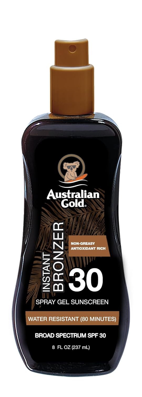 Australian Gold Spray Gel Sunscreen with Instant Bronzer SPF 50, 8 Ounce | Moisturize & Hydrate Skin | Broad Spectrum | Water Resistant,B07DG52KLY