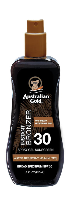 Australian Gold Spray Gel Sunscreen with Instant Bronzer SPF 50, 8 Ounce | Moisturize & Hydrate Skin | Broad Spectrum | Water Resistant,B07DG52KLY
