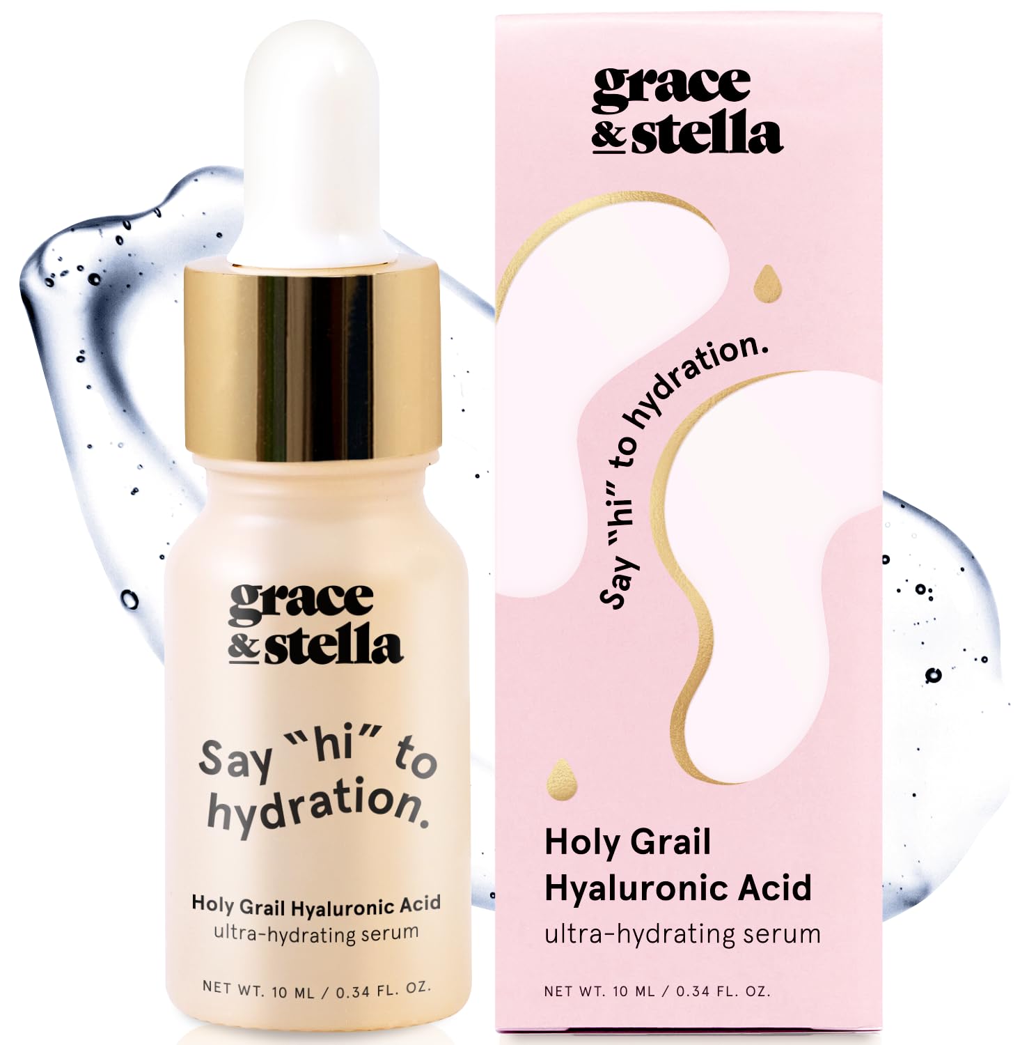 grace & stella Award Winning Hyaluronic Acid Serum (50ml/1.7 fl oz) Hydrating Hyaluronic Acid Serum for Face - Acido Hialuronico for Women - Remove Fine Lines, Wrinkles, Anti Aging - Vegan Skincare