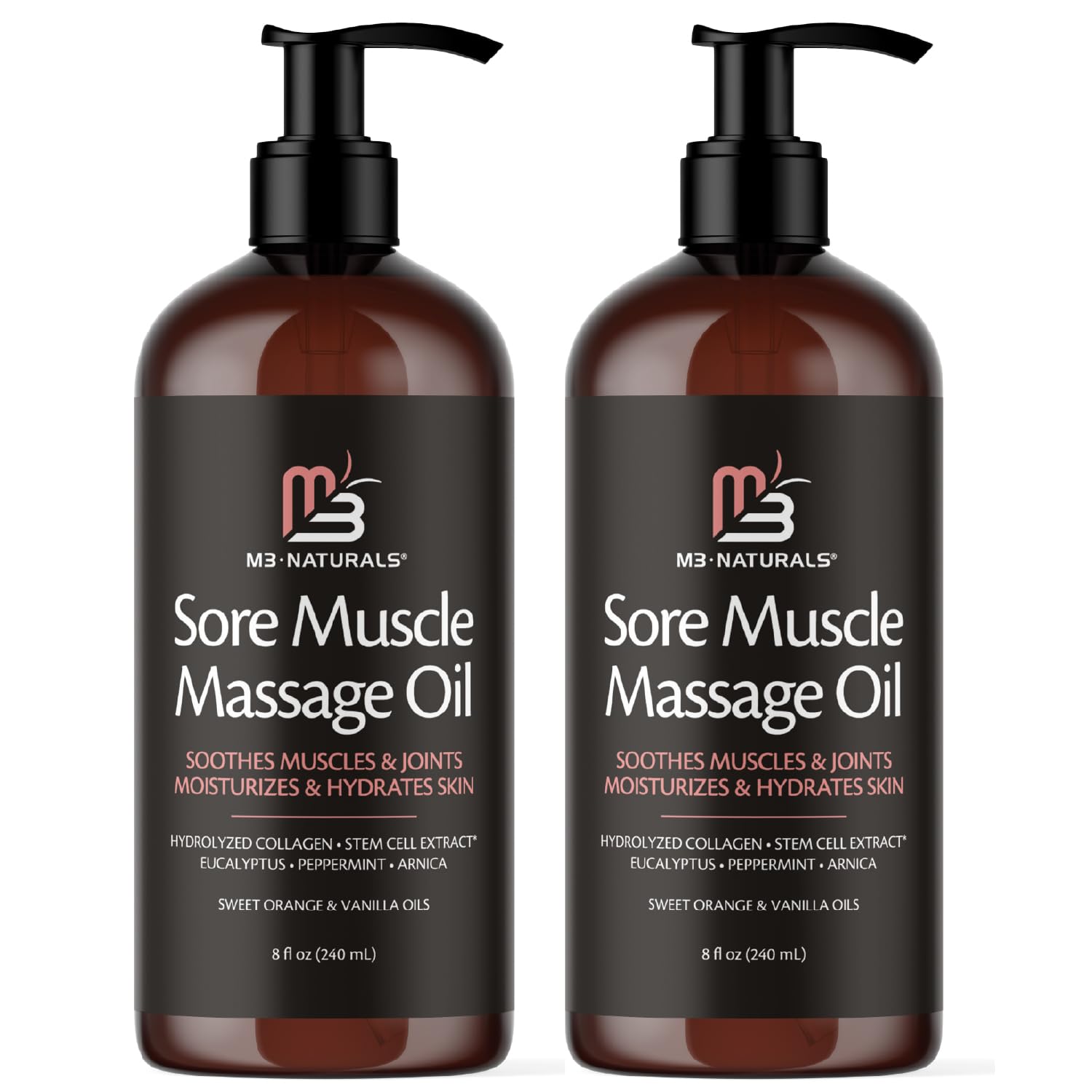M3 Naturals Firming Body Massage Oil with Collagen & Stem Cell – Helps Smooth The Appearance of Cellulite & Improve Skin Texture – Refreshing Aromatherapy Body Oil for Legs & Full Body – 8 Fl Oz