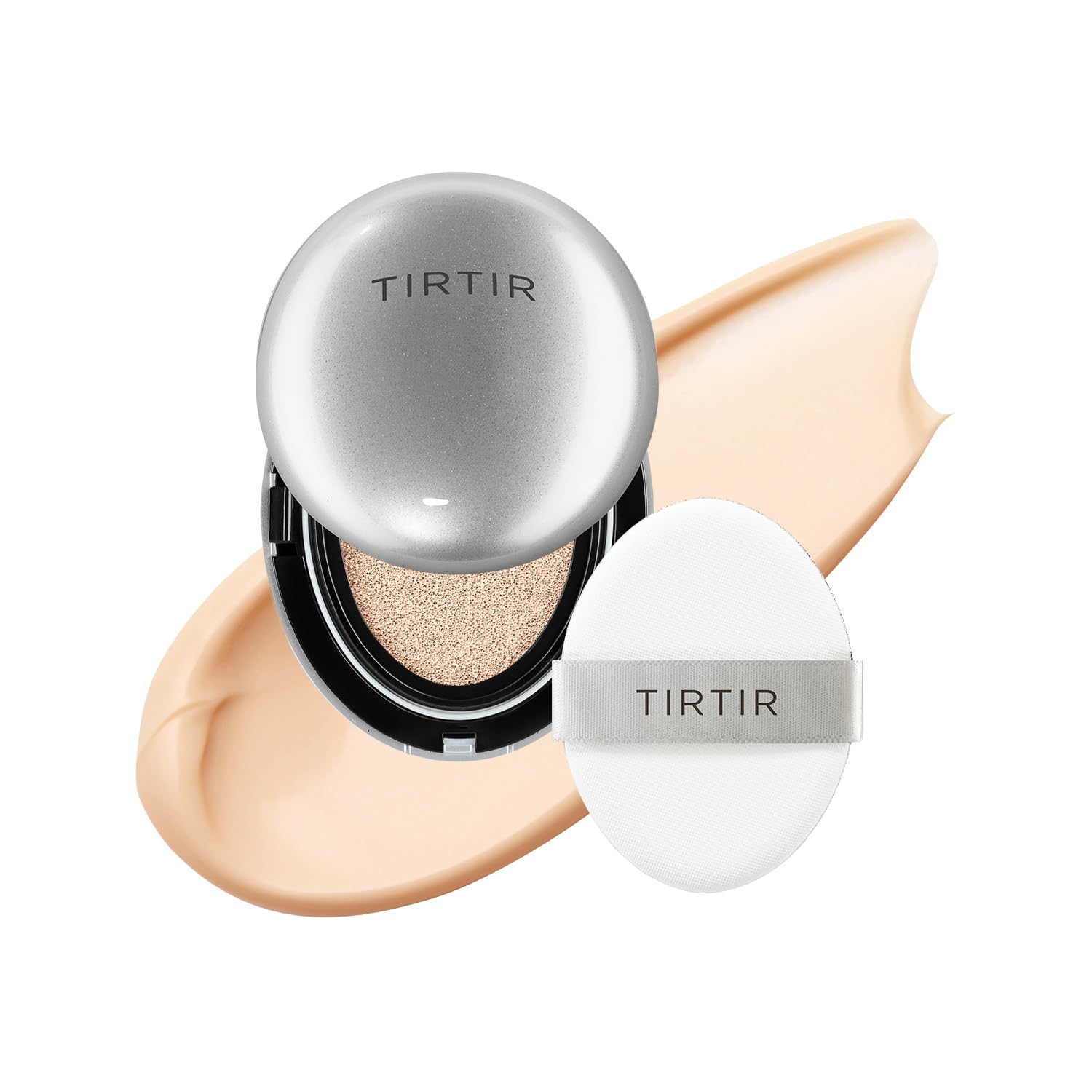 [*Mini Size*] TIRTIR Aura Glow Silver Cushion | Korean Cushion Foundation, (#21N Ivory, 0.15 Fl Oz)