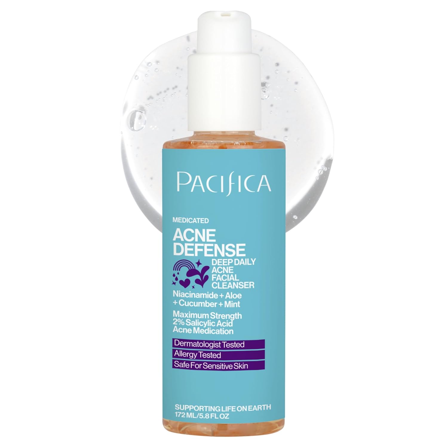 Pacifica Kale Detox Face Wash for Oily & Acne-Prone Skin, Deep Cleansing Facial Cleanser & Makeup Remover with Super Greens Kale, Seaweed & Clay, 5 fl oz –Clean Beauty, Vegan & Cruelty-Free
