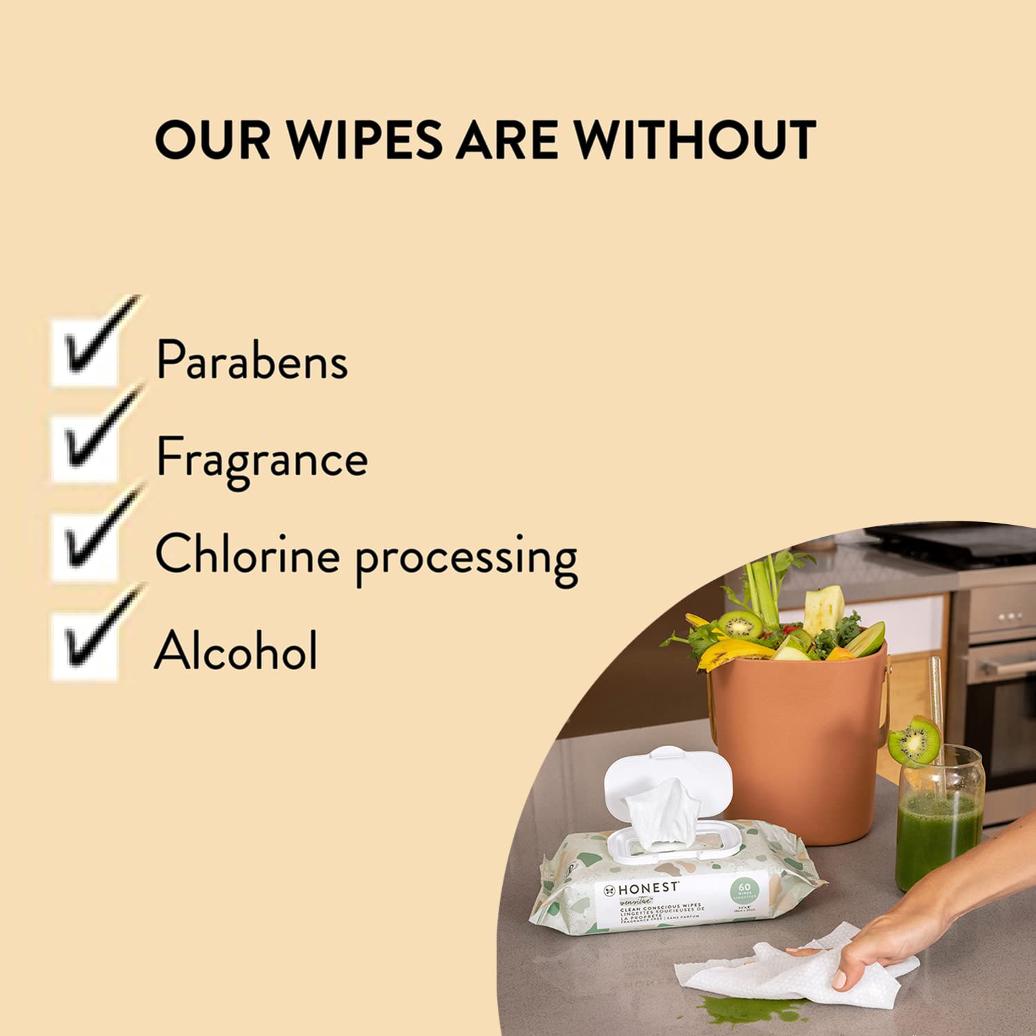 The Honest Company Clean Conscious Multi-Use Wipes | Hypoallergenic + Unscented for Sensitive Skin | Over 99% Water, Compostable, Plant Based, Baby Wipes | Geo Mood, 288 Count