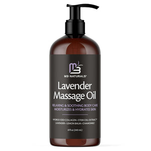 M3 Naturals Firming Body Massage Oil with Collagen & Stem Cell – Helps Smooth The Appearance of Cellulite & Improve Skin Texture – Refreshing Aromatherapy Body Oil for Legs & Full Body – 8 Fl Oz