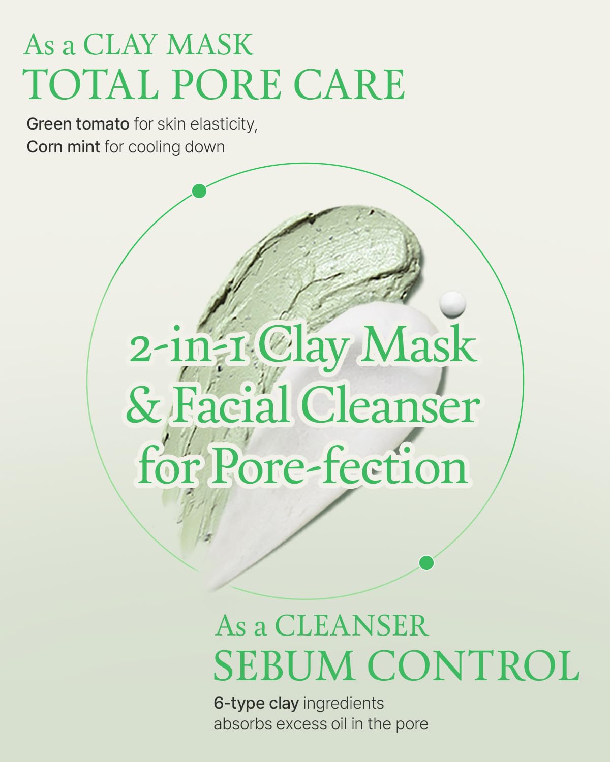 FULLY Green Tomato Clay Mask Cleanser, Pore Purifying with 49% Green Tomato Extract, Sebum & Clogged Pore Care, Exfoliation, Fragrance-Free, Vegan & Dermatologically Tested, 4.05 fl.oz