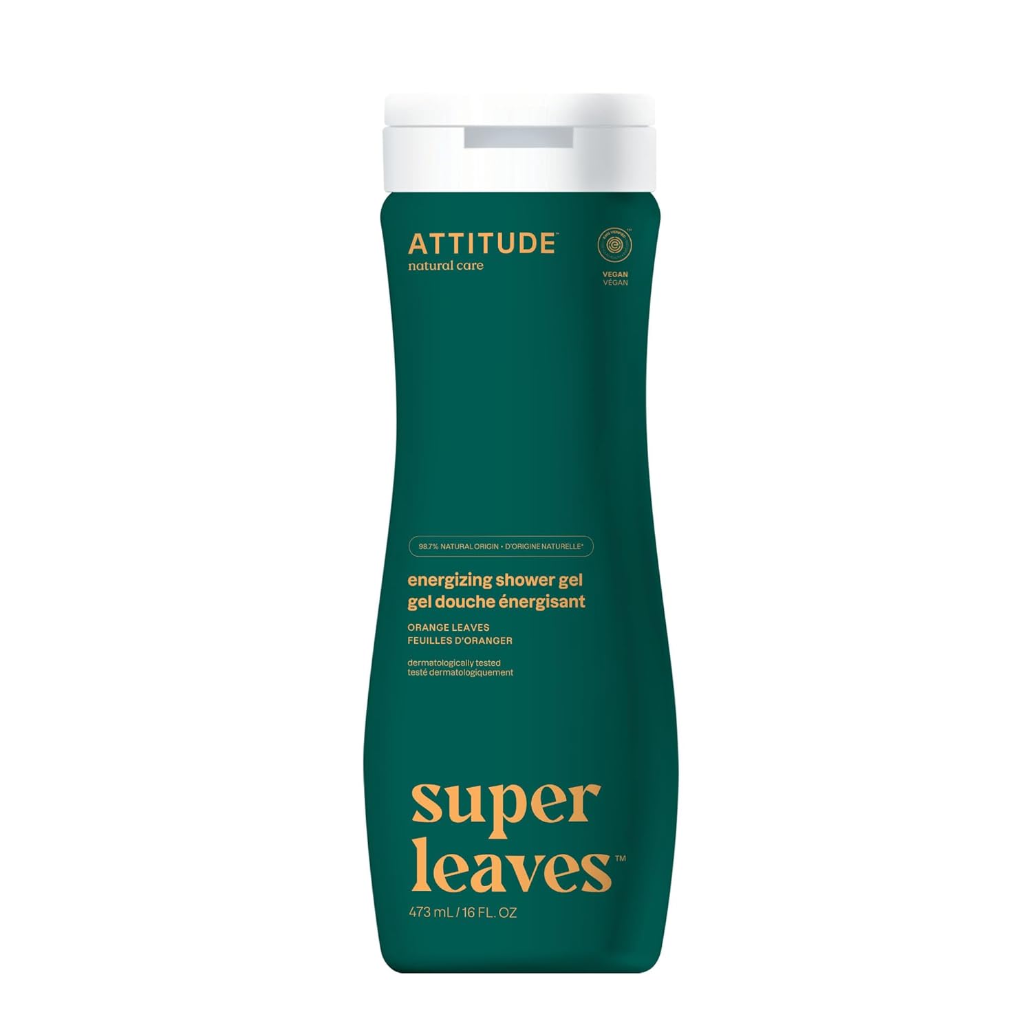 ATTITUDE Body Wash, EWG Verified Shower Gel, Dermatologically Tested, Plant and Mineral-Based, Vegan Personal Care Products, White Tea Leaves, 16 Fl Oz