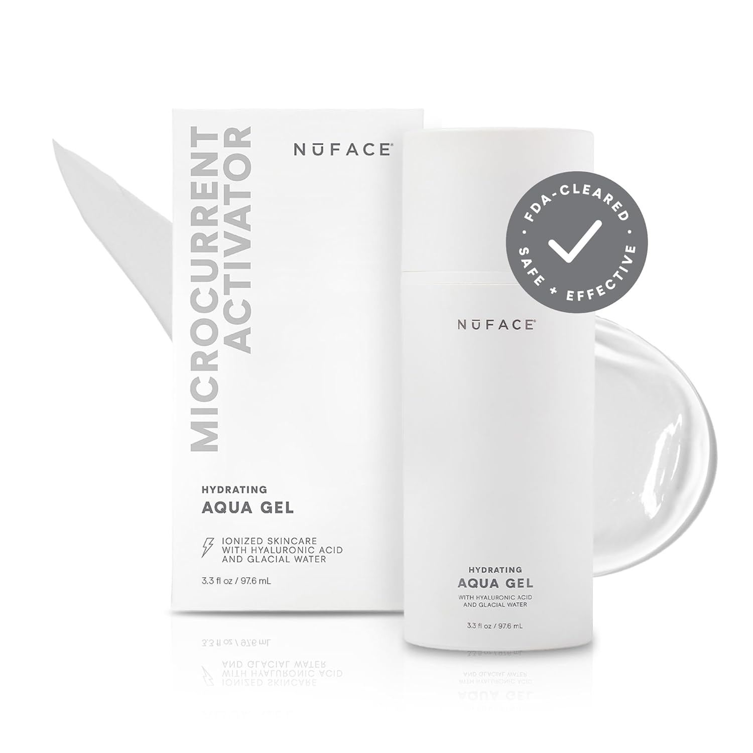 NuFACE Aqua Gel Activator - Microcurrent Conductive Gel & Activator Powered by IonPlex & Hyaluronic Acid to Enhance Results of NuFACE Microcurrent Facial Device - Improves Skin Radiance (1.69 oz)