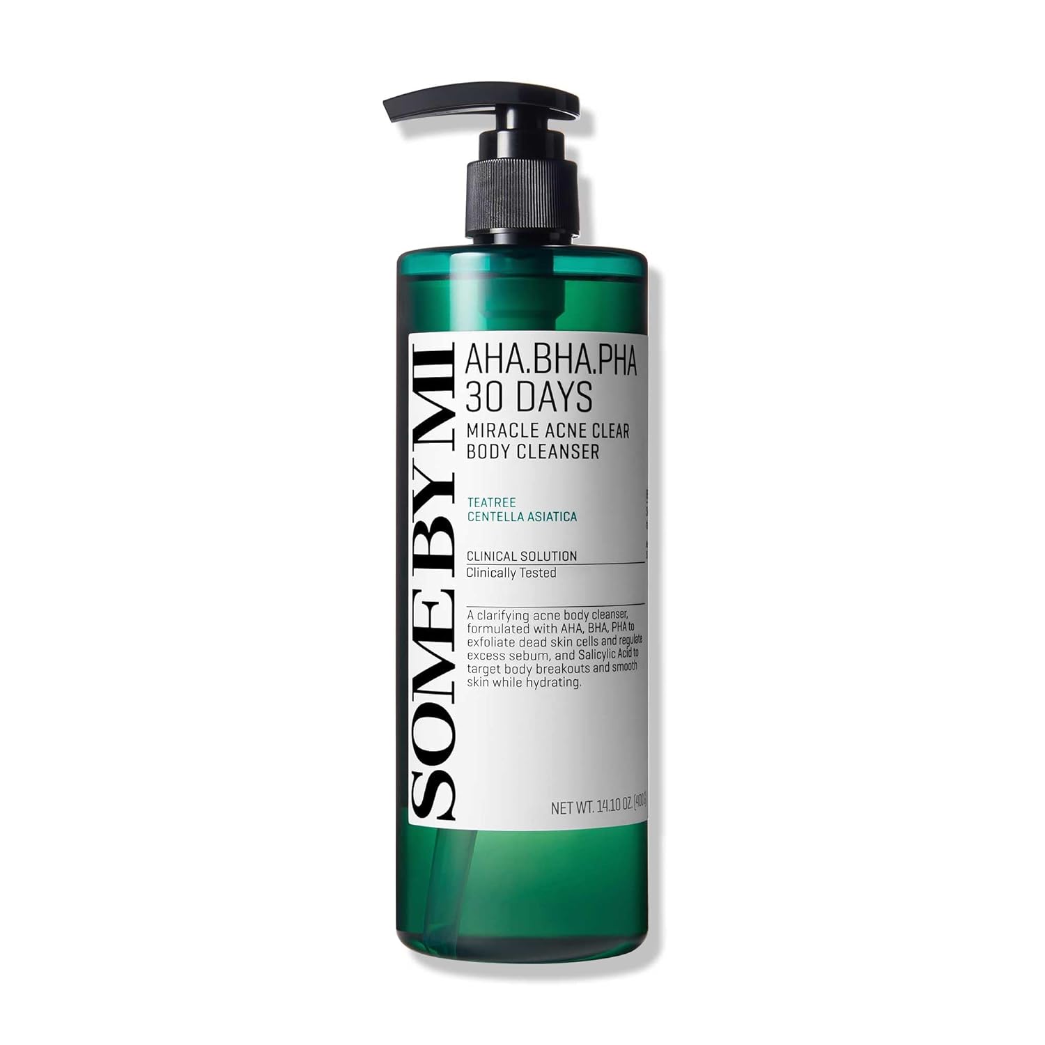 SOME BY MI AHA BHA PHA 30 Days Miracle Acne Clear Body Cleanser - 13.5oz, 400ml - Daily Exfoliating Tea Tree Acne Body Wash with Salicylic Acid - Deep Cleanses Sebum and Impurities - Korean Skin Care