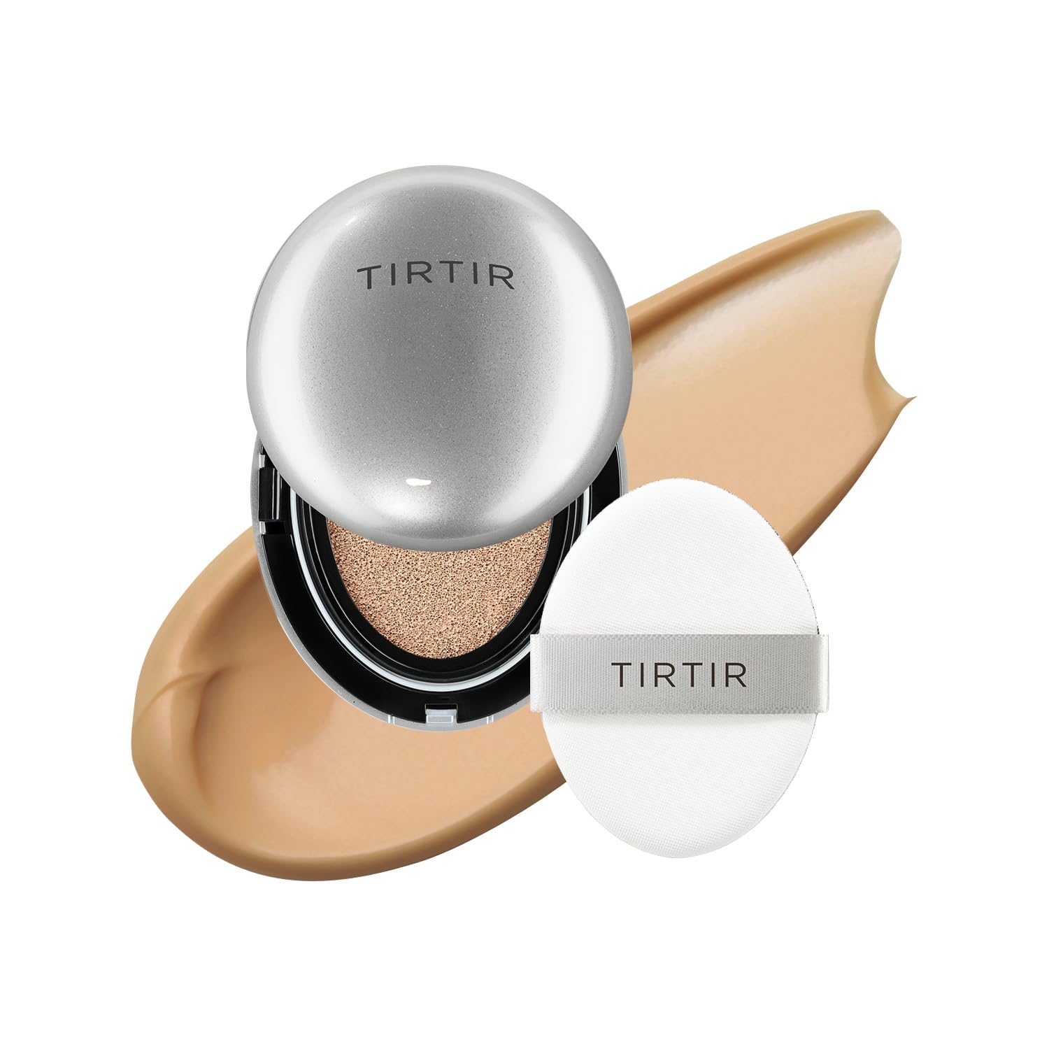 [*Mini Size*] TIRTIR Aura Glow Silver Cushion | Korean Cushion Foundation, (#21N Ivory, 0.15 Fl Oz)
