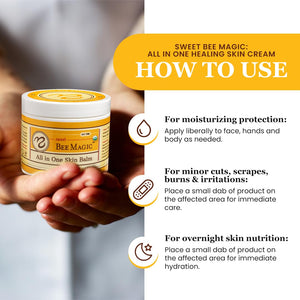 Sweet Bee Naturals - All-in-One Balm & Ointment for Face & Body, Multipurpose Moisturizer for Dryness, Burns, & Irritation, Nourishing Bee Magic Skin Care Essentials - 1 Jar (4oz)