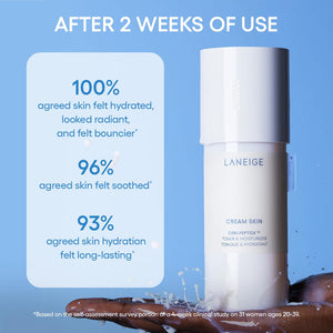 LANEIGE Cream Skin Refillable Toner & Moisturizer with Ceramides and Peptides: Korean Milky Toner, Amino Acid, Nourish, Hydrate, Barrier-Boosting, Visibly Firm