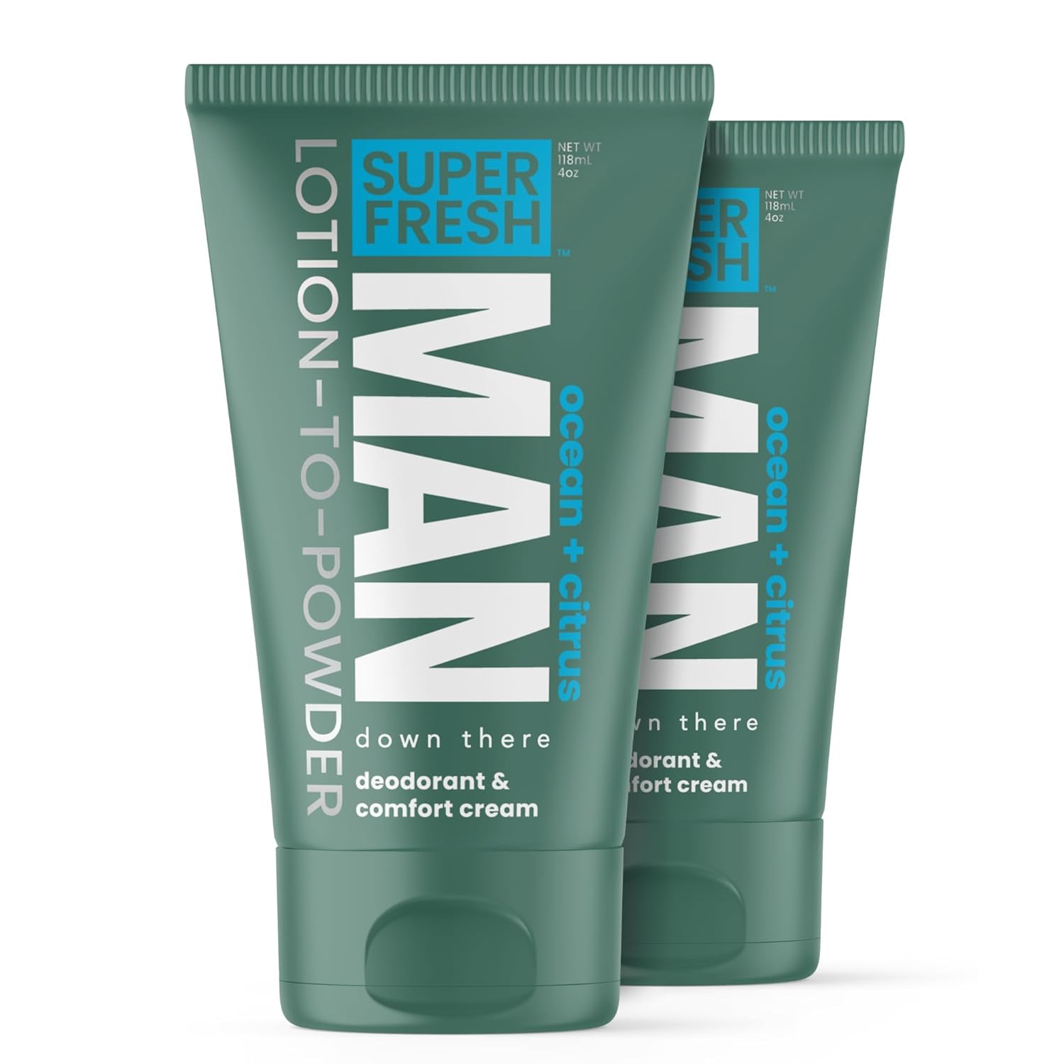 Super Fresh Ball Deodorant Powder Lotion Comfort Cream for Man Parts Groin Butt and Body Hygiene Controls Odor Stops Chafing and Itch Absorbs Sweat Aluminum Free Formula in 4 oz Tube