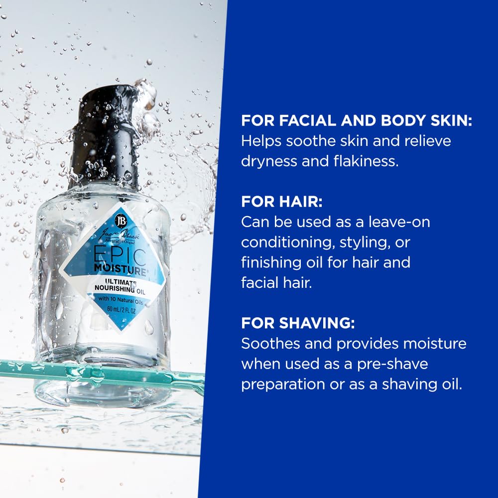 Jack Black Epic Moisture Ultimate MP10 Nourishing Oil, 2 Fl Oz – Multi-Purpose Moisturizing Body Oil and Beard Oil with 10 Natural Oils for Face, Beard, Body, Hair, Elbows, Feet and Cuticles