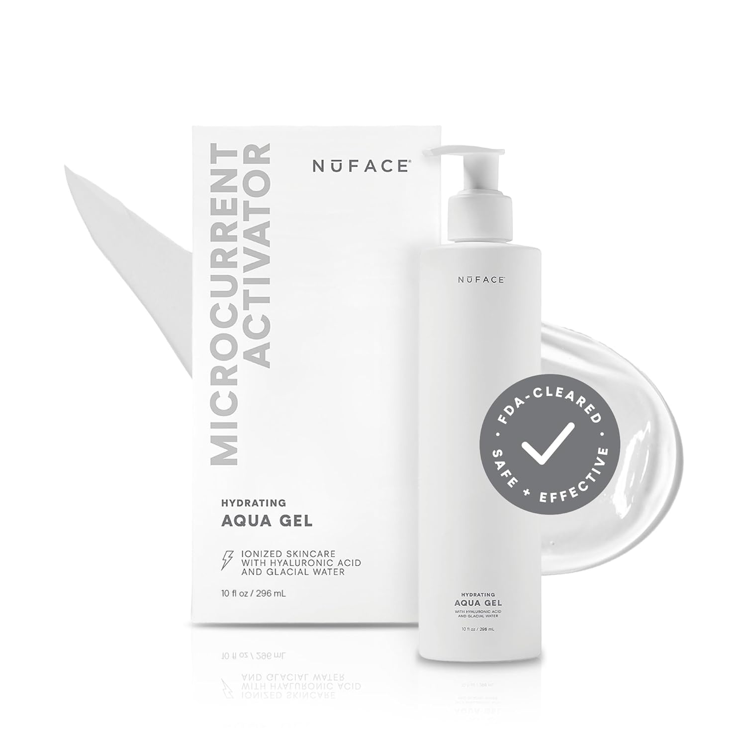 NuFACE Aqua Gel Activator - Microcurrent Conductive Gel & Activator Powered by IonPlex & Hyaluronic Acid to Enhance Results of NuFACE Microcurrent Facial Device - Improves Skin Radiance (1.69 oz)