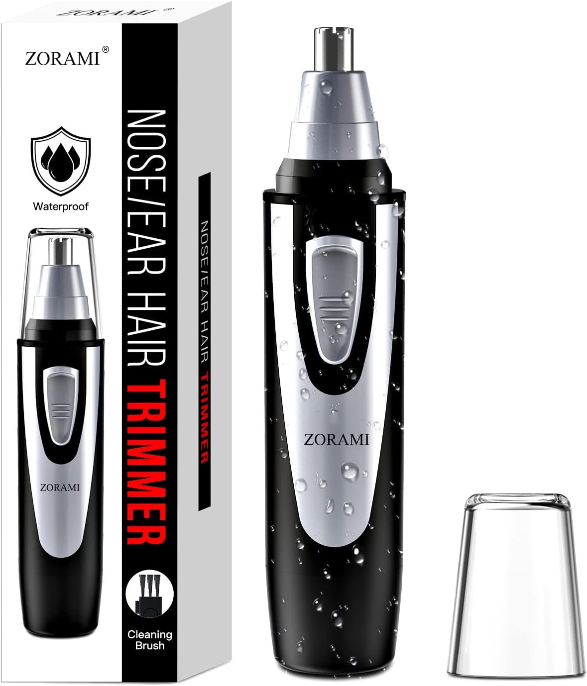 Ear and Nose Hair Trimmer Clipper - 2025 Professional Painless Eyebrow & Facial Hair Trimmer for Men Women, Battery-Operated Trimmer with IPX7 Waterproof, Dual Edge Blades for Easy Cleansing Pink