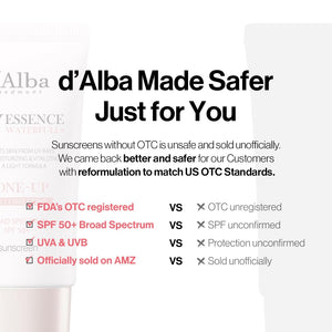 d'alba Piedmont Waterfull Tone-Up Sunscreen Serum BROAD SPECTRUM SPF 50 + Korean Sunscreen for Face, All Skin Tones, Sweat Proof Formula (1.69 fl.oz.)