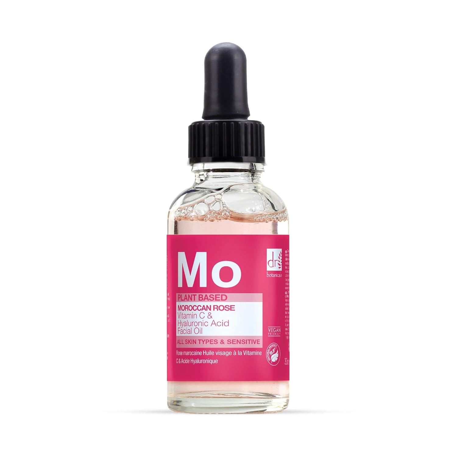 Dr Botanicals Moroccan Rose Oil -With Vitamin C & Hyaluronic Acid – Anti-Ageing, Brightening & Hydrating Water-Based Serum - Glow-Boosting Facial Oil for Radiant Skin – Made in UK – 30ml
