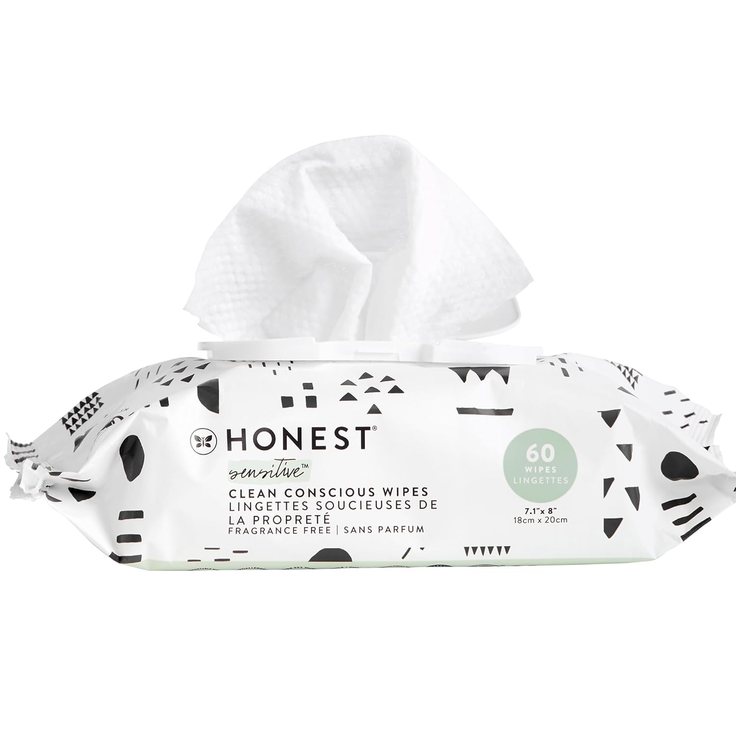 The Honest Company Clean Conscious Multi-Use Wipes | Hypoallergenic + Unscented for Sensitive Skin | Over 99% Water, Compostable, Plant Based, Baby Wipes | Geo Mood, 288 Count