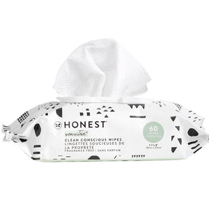 The Honest Company Clean Conscious Multi-Use Wipes | Hypoallergenic + Unscented for Sensitive Skin | Over 99% Water, Compostable, Plant Based, Baby Wipes | Geo Mood, 288 Count