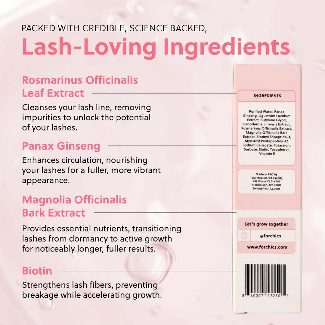 Lash & Brow Growth Serum - Hormone-Free Enhancer for Thicker, Longer Lashes & Brows in 2 Weeks - Organic, Vegan & Gentle 0.10 fl. oz / 3ml