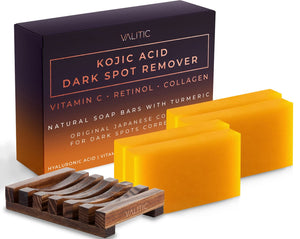 VALITIC Dark Spot Remover Soap Bars with Vitamin C, Retinol, Collagen, Turmeric - Original Japanese Complex Infused with Hyaluronic Acid, Vitamin E, Shea Butter, Castile Olive Oil (2 Pack)