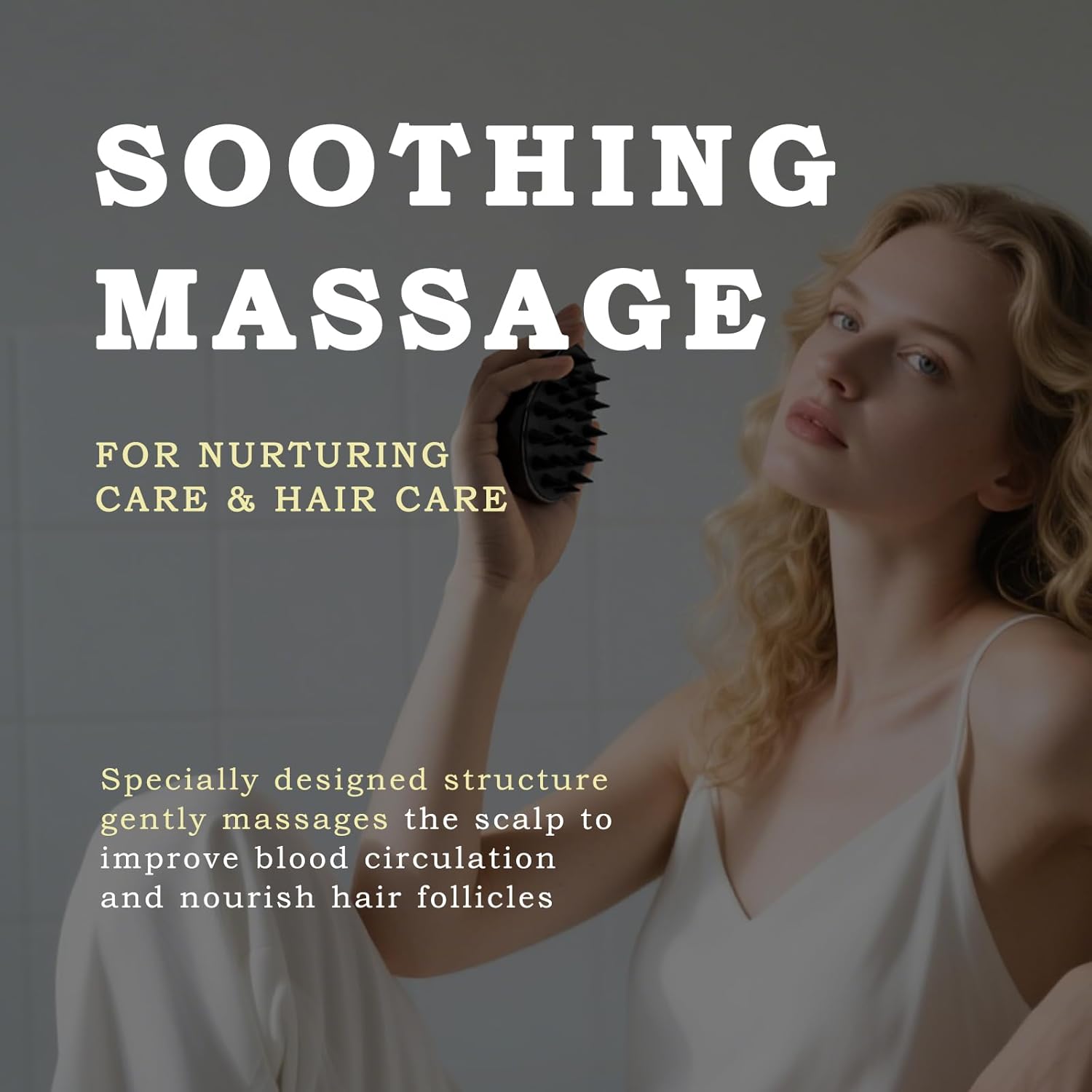 FREATECH Scalp Massager Hair Growth, Scalp Scrubber Shampoo Brush with Soft Silicone Bristles for Dandruff Removal and Hair Care, Wet & Dry Hair Massager Scalp Exfoliator for All Hair Types, Black