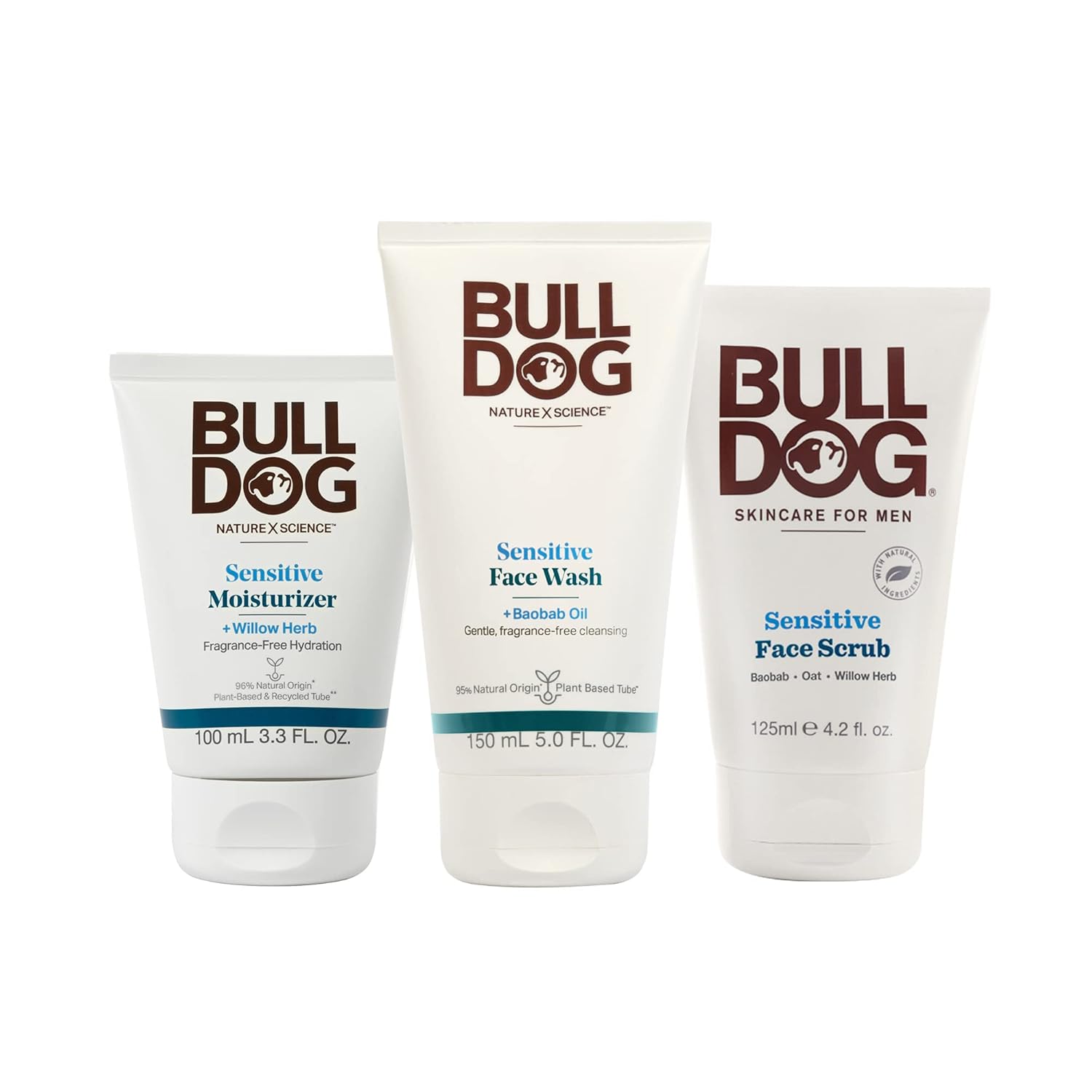 BULLDOG Mens Skincare and Grooming Original Full Face Kit with Moisturizer, Face Wash & Face Scrub