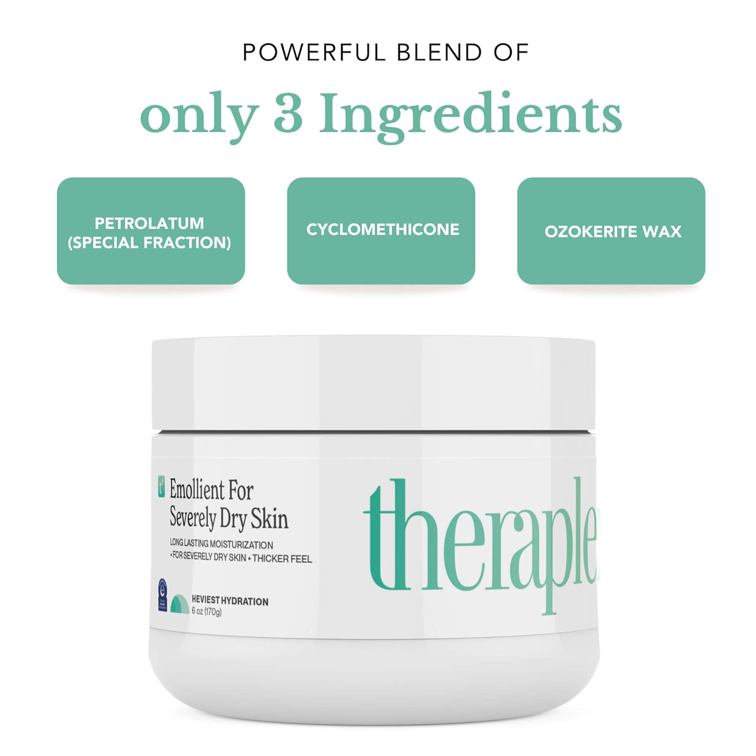THERAPLEX Emollient Cream for Dry Skin - No Parabens or Preservatives, Noncomedogenic, Fragrance-free, Dermatologist Recommended - Long-lasting Moisturizing Cream and Heaviest Hydration (6 Oz)