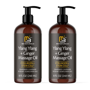 M3 Naturals Firming Body Massage Oil with Collagen & Stem Cell – Helps Smooth The Appearance of Cellulite & Improve Skin Texture – Refreshing Aromatherapy Body Oil for Legs & Full Body – 8 Fl Oz