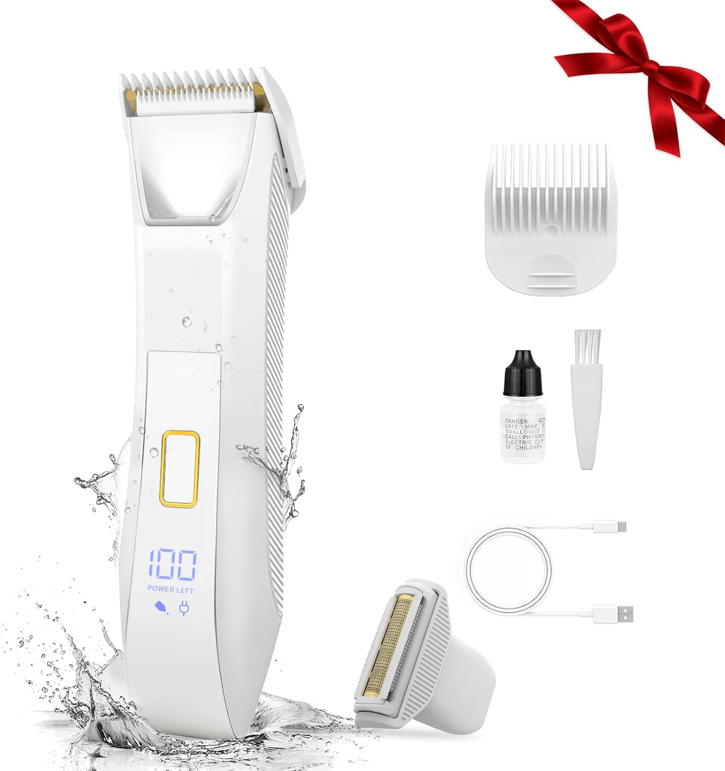 Manscape Ball Trimmer for Men, 2-in-1 Body Hair Groomer and Groin Hair Shaver -Dual-Head Trimmer for No-Nick Shaving, Smooth Grooming, Lightweight with Travel Lock, IPX7 Waterproof, LED Display