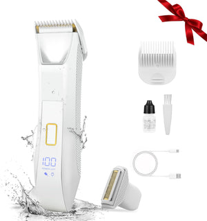 Manscape Ball Trimmer for Men, 2-in-1 Body Hair Groomer and Groin Hair Shaver -Dual-Head Trimmer for No-Nick Shaving, Smooth Grooming, Lightweight with Travel Lock, IPX7 Waterproof, LED Display