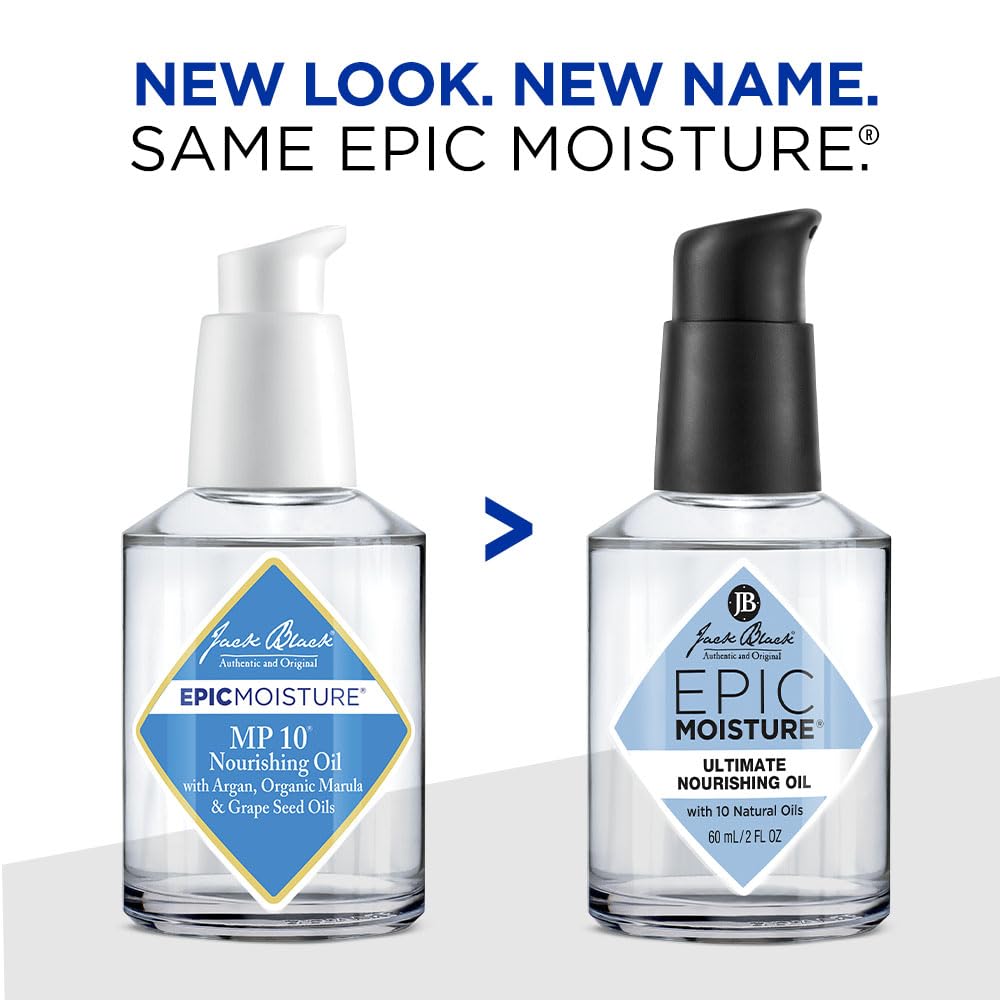 Jack Black Epic Moisture Ultimate MP10 Nourishing Oil, 2 Fl Oz – Multi-Purpose Moisturizing Body Oil and Beard Oil with 10 Natural Oils for Face, Beard, Body, Hair, Elbows, Feet and Cuticles