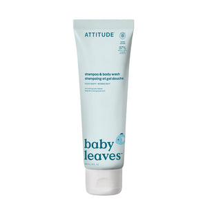 ATTITUDE 2-in-1 Shampoo and Body Wash for Baby, Fragrance-Free EWG Hypoallergenic Plant- and Mineral-Based Ingredients, Vegan and Cruelty-Free, Unscented, 16 Fl Oz