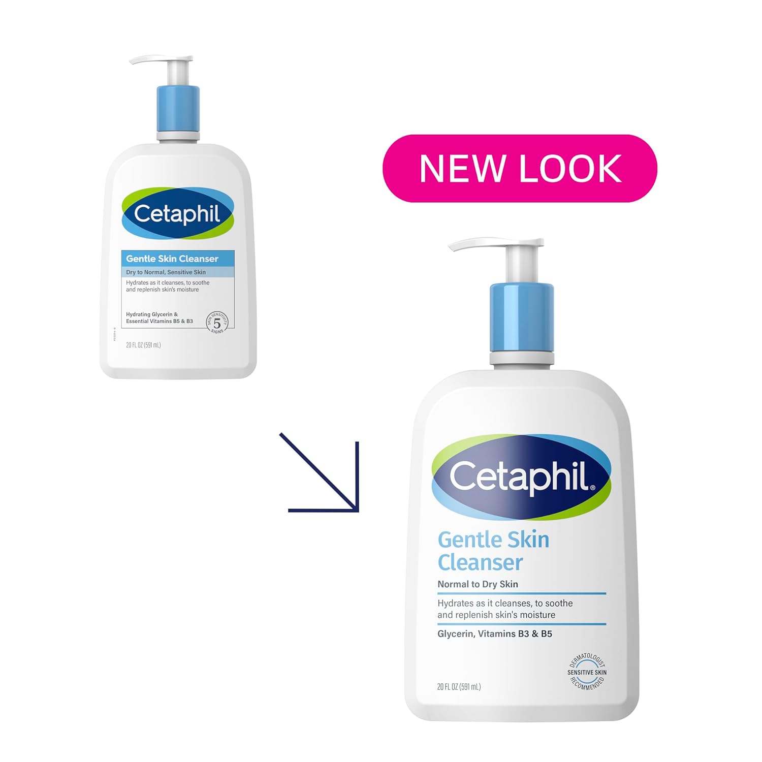 Cetaphil Face Wash, Hydrating Gentle Skin Cleanser for Dry to Normal Sensitive Skin, NEW 20 oz, Fragrance Free, Soap Free and Non-Foaming