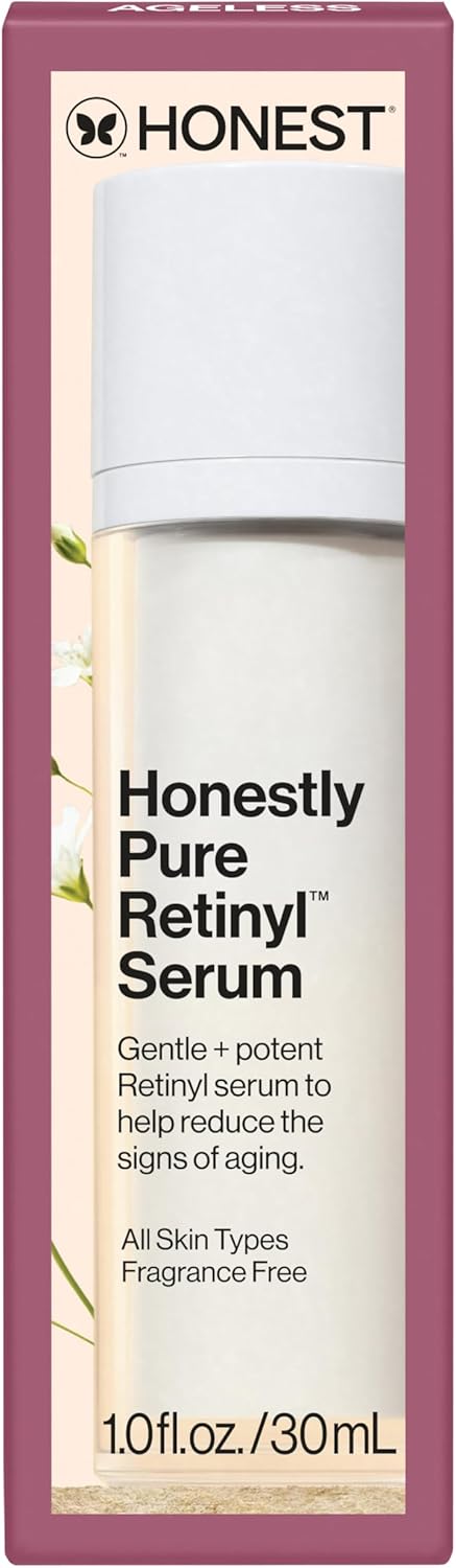 Honest Beauty Honestly Pure Nightly Retinyl Serum | Moisturizes, Exfoliates, + Reduces Fine Lines | Gentle for Sensitive Skin, Fragrance Free, Vegan | 1 fl oz