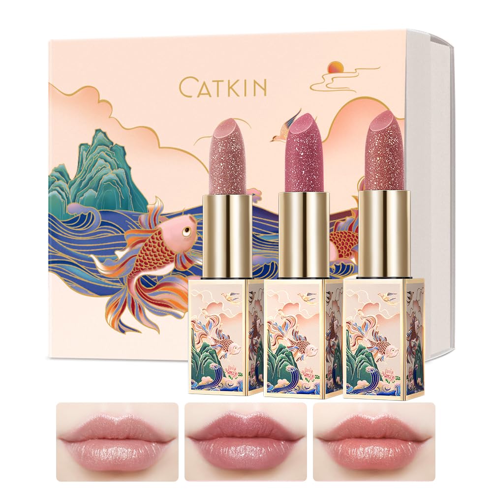 CATKIN Lip Balm Color Tinted Lip Stain Ultra Hydrating Moistrurizer Chapstick with Vitamin E Nourishing For Cracked & Dry Lips 0.12 oz C06 Camellia