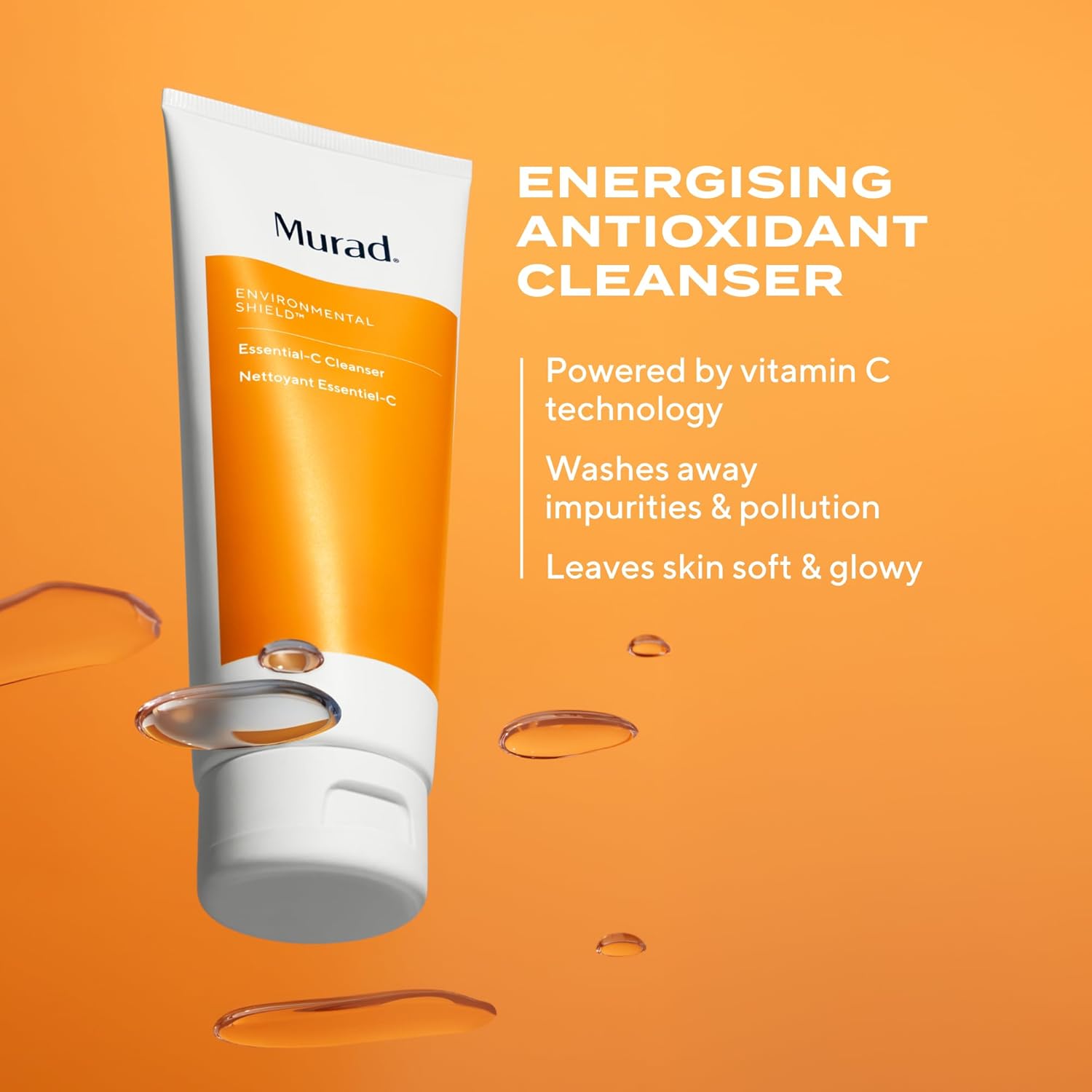 Murad Essential-C Cleanser - Energizing Antioxidant Citrus Face Wash with Vitamin C Technology - Brightening Foaming Gel Washes Away Pollution and Impurities & Conditions and Nourishes Skin