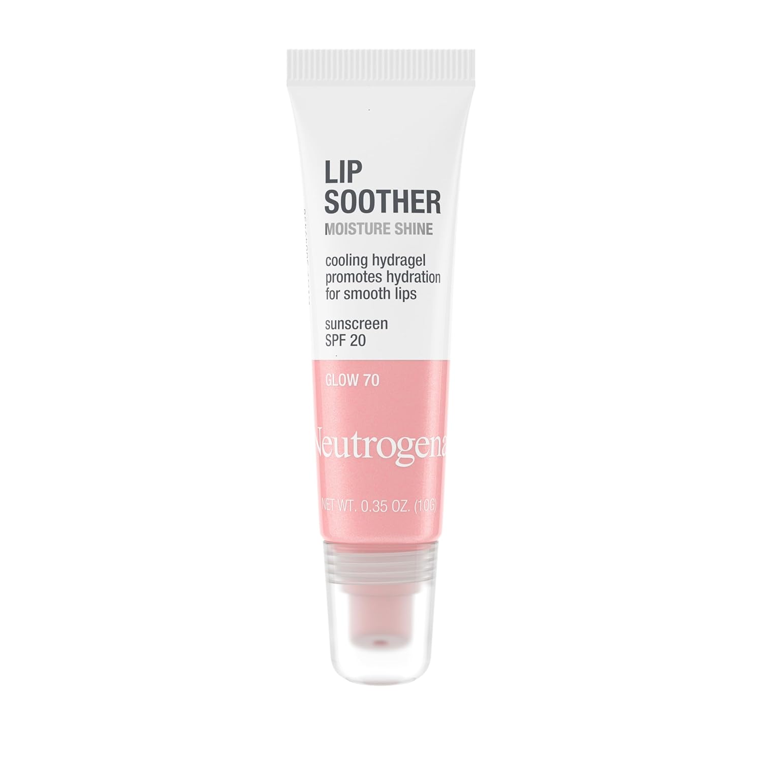 Neutrogena MoistureShine Lip Soother Gloss with SPF 20 Sun Protection, High Gloss Tinted Lip Moisturizer with Hydrating Glycerin and Soothing Cucumber for Dry Lips, Glow 70, .35 oz 2 pack