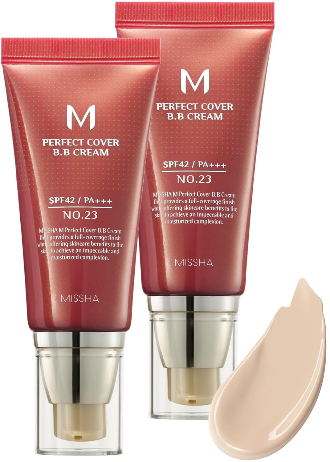 MISSHA M Perfect Cover BB Cream No.23 Natural Beige -Light/Medium with Cool/Neutral Undertone SPF 42 PA +++ 1.69 Fl Oz - Tinted Moisturizer with SPF