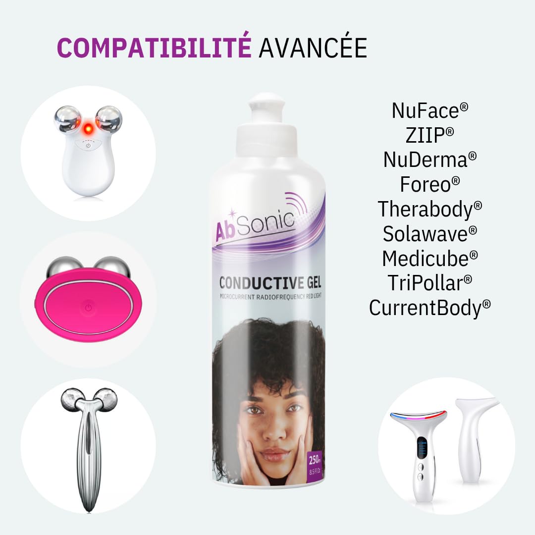 Absonic Conductive Gel for Microcurrent Facial Devices – Hydrating Gel for Face, Radiofrequency & Red Light Therapy – Nuface Primer Alternative – Smooth, Non-Sticky Formula – 8.5 oz - 1-Pack