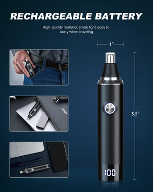 Ear & Nose Hair Trimmer with LED Display for Men Women,Painless USB Rechargeable Eyebrow & Facial & Nose Hair Trimmer Clipper,Professional IPX7 Waterproof Dual Edge Blades 13,000 RPM