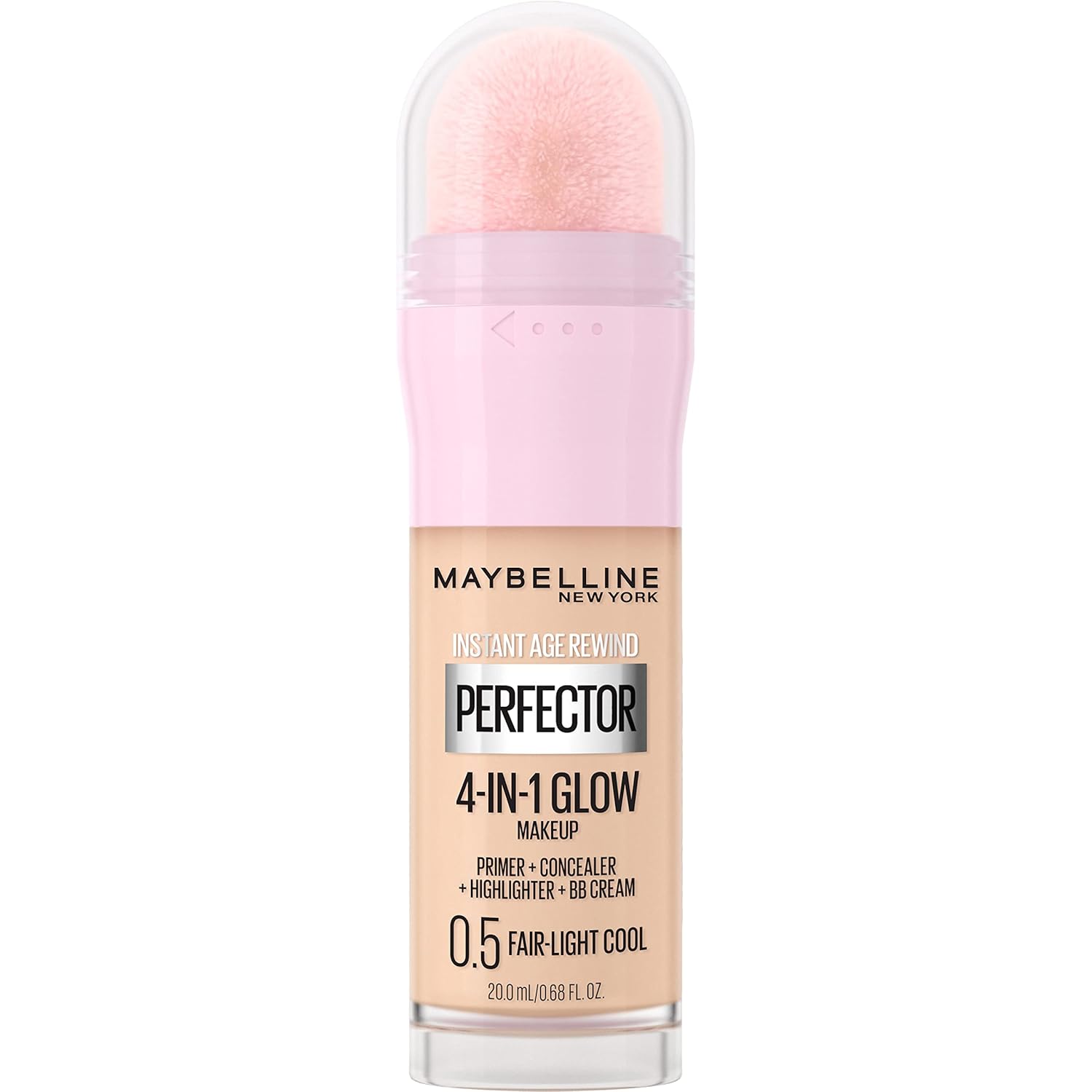 Maybelline New York Instant Age Rewind Instant Perfector 4-In-1 Glow Makeup - Primer, Concealer, Highlighter and BB Cream in 1, Fair/Light, 0.68 fl oz