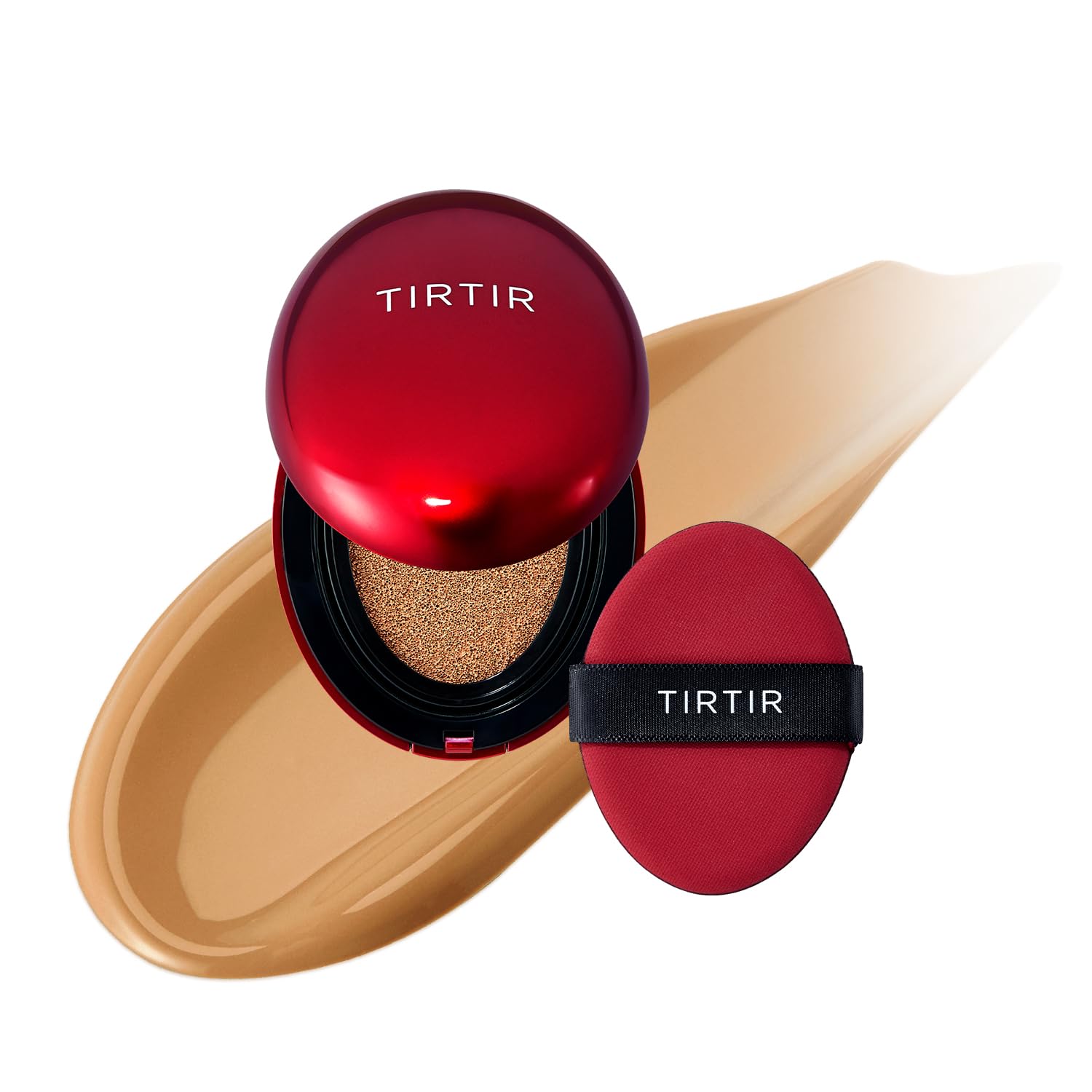 TIRTIR Mask Fit Red Cushion Foundation | Full coverage, Weightless, Skin fit, Satin Glow Finish, Korean Makeup Cushion Foundation (#23N Sand, 0.63 Fl Oz)