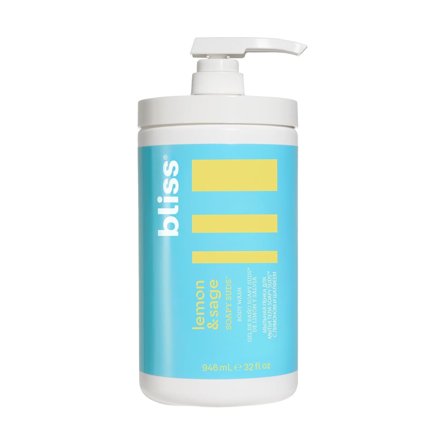 Bliss Soapy Suds Body Wash - Lemon and Sage - 17 Fl Oz - Gentle and Hydrating for Supremely Soft Skin - Paraben Free - Vegan & Cruelty Free