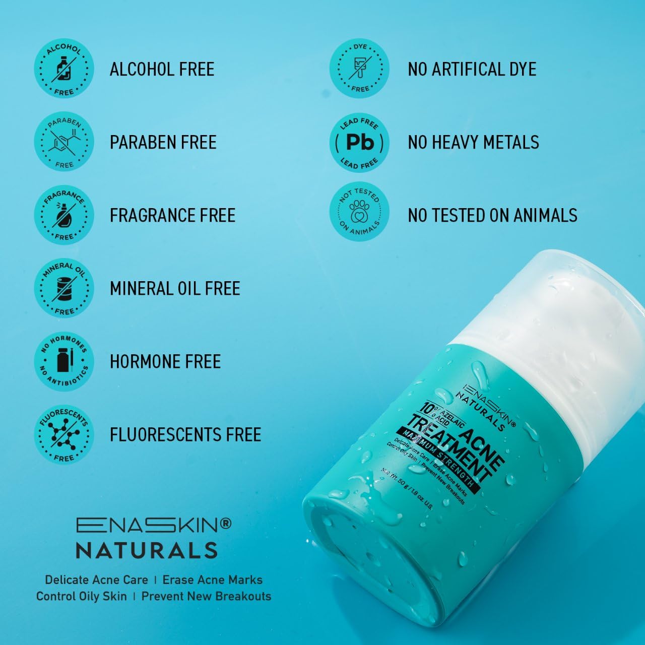 Acne Pimple Spot Treatment Cream: Cystic Hormonal Blackheads Blemish Remover for Face, Back and Body - with 10% Azelaic Acid - Teens 13-19 & Young Adult 20-30, 1.8 oz
