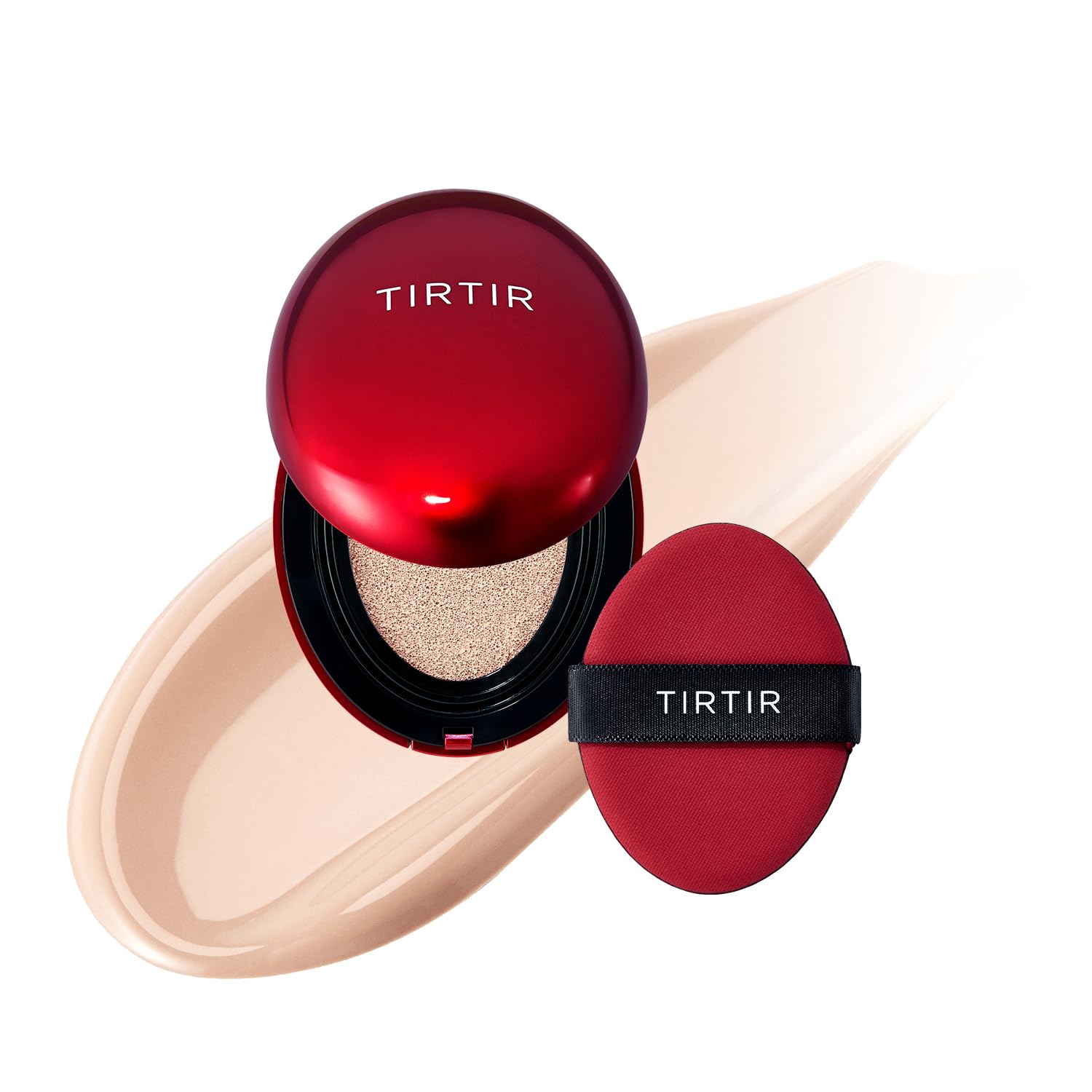 TIRTIR Mask Fit Red Cushion Foundation | Full coverage, Weightless, Skin fit, Satin Glow Finish, Korean Makeup Cushion Foundation (#23N Sand, 0.63 Fl Oz)