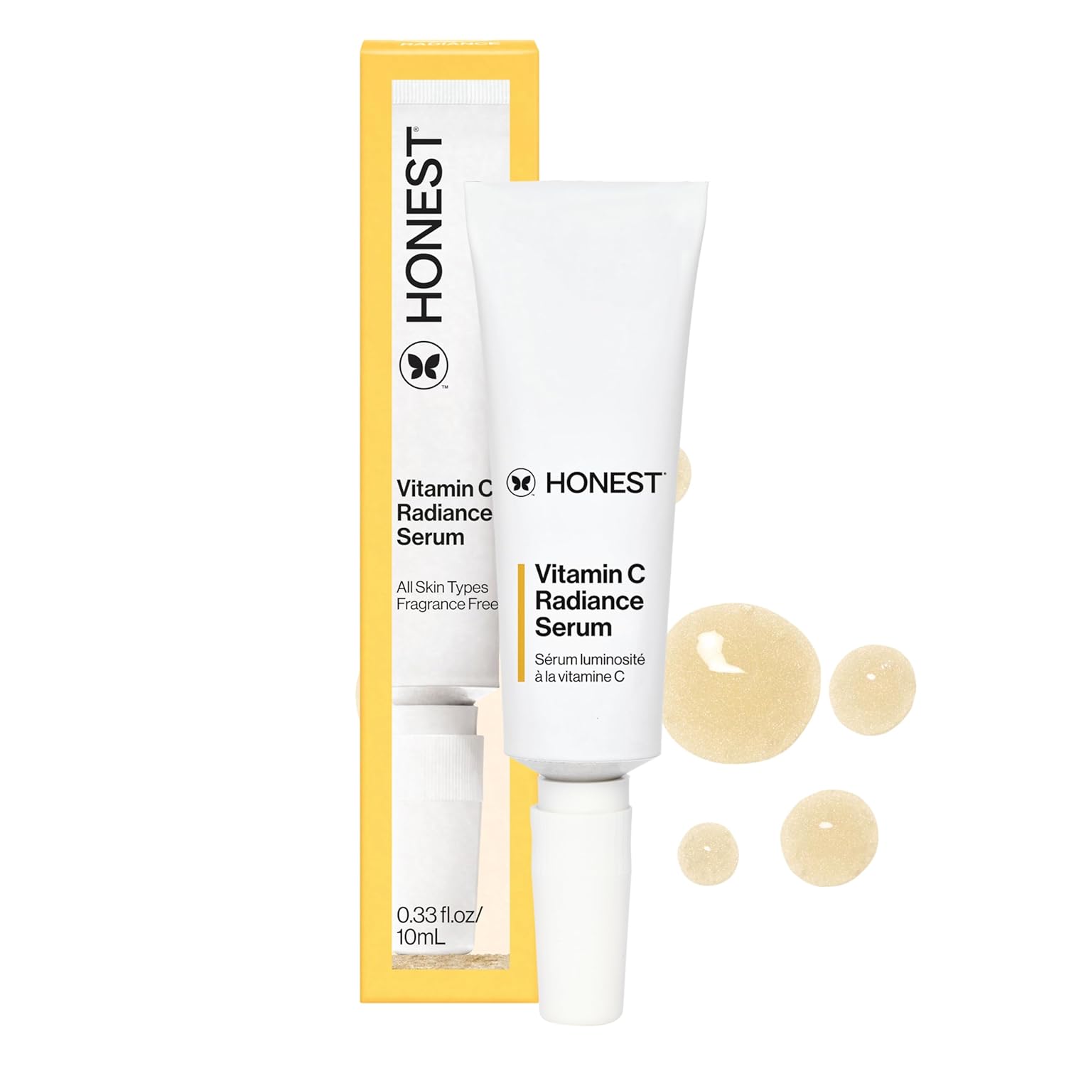 Honest Beauty Vitamin C Radiance Serum | Improves + Brightens Skin Tone and Complexion | Gentle for Sensitive Skin, Fragrance Free, Vegan | 1 fl oz